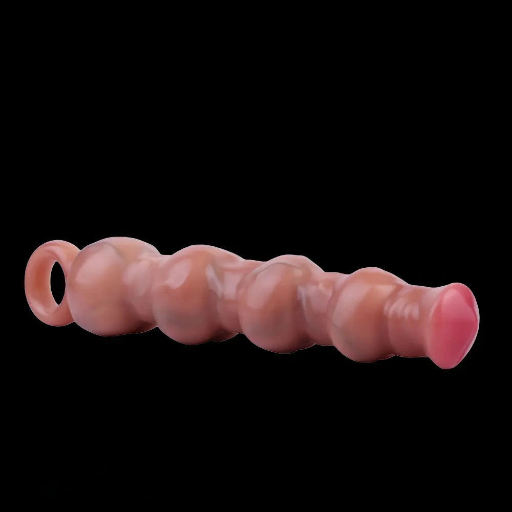 10.5in Big Vibrating Silicone Soft Pulling Beads G Spot Horse Dildo With 3 Motors