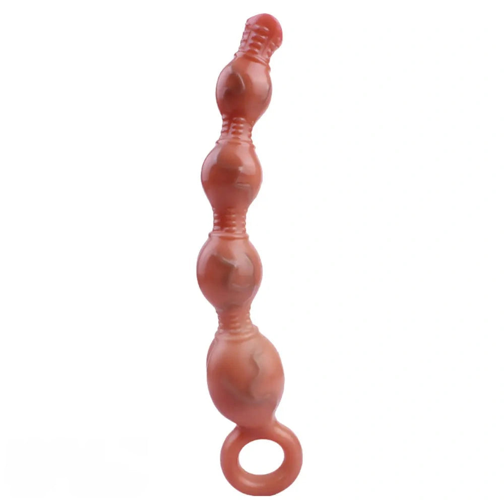 10.5in Big Vibrating Silicone Soft Pulling Beads G Spot Odd Dildo With 3 Motors