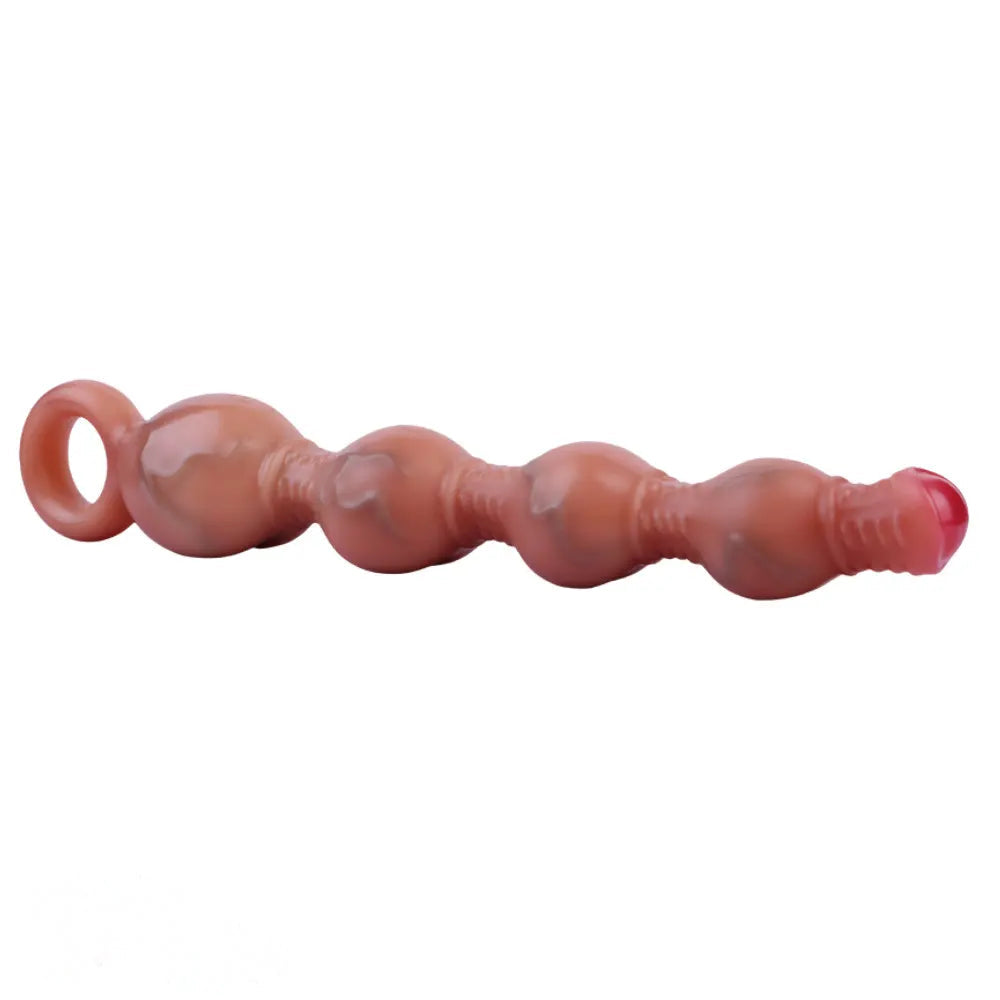 10.5in Big Vibrating Silicone Soft Pulling Beads G Spot Odd Dildo With 3 Motors