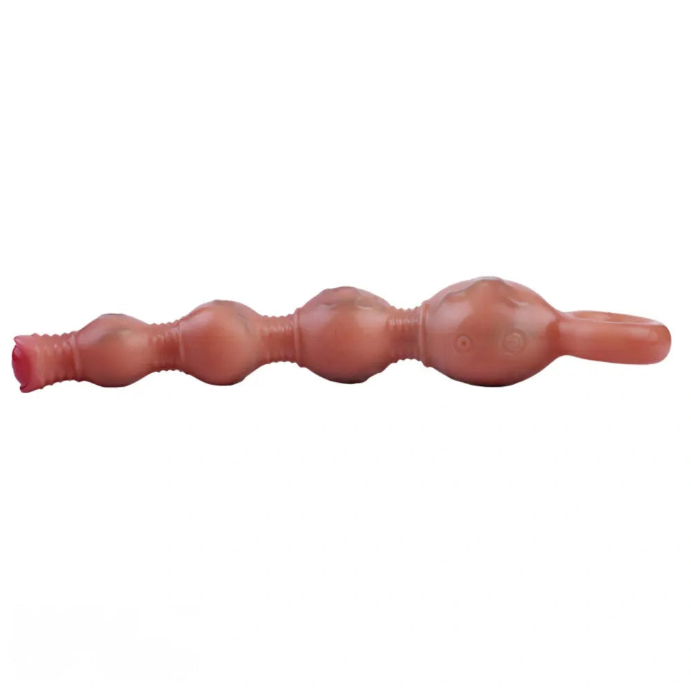 10.5in Big Vibrating Silicone Soft Pulling Beads G Spot Odd Dildo With 3 Motors
