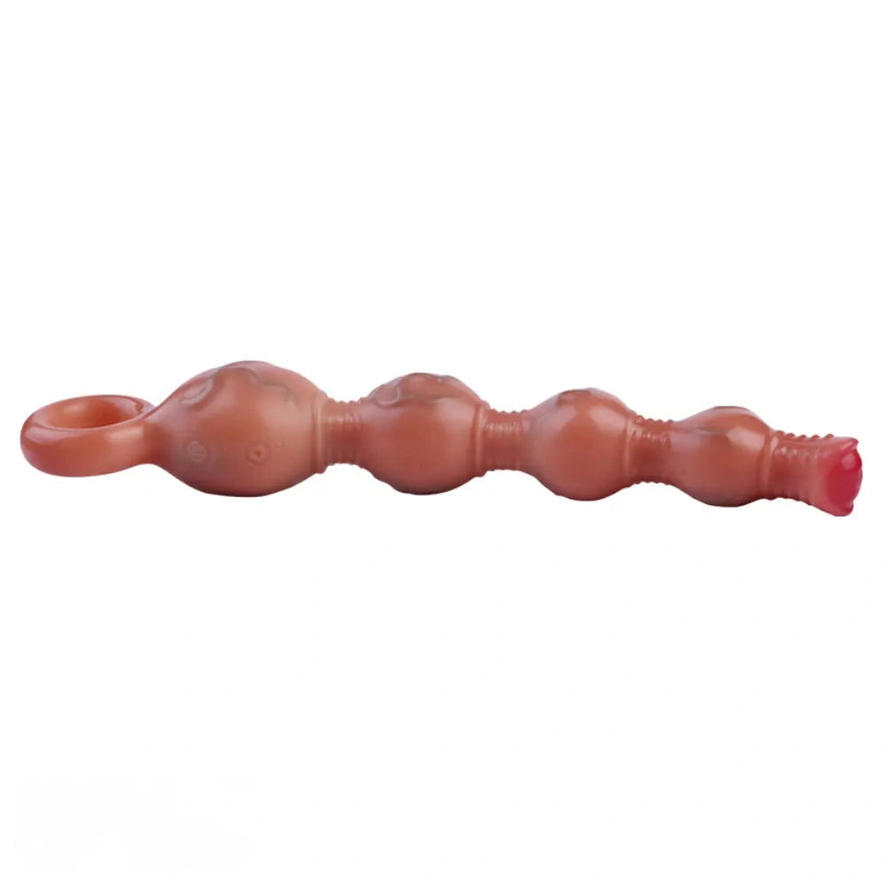10.5in Big Vibrating Silicone Soft Pulling Beads G Spot Odd Dildo With 3 Motors