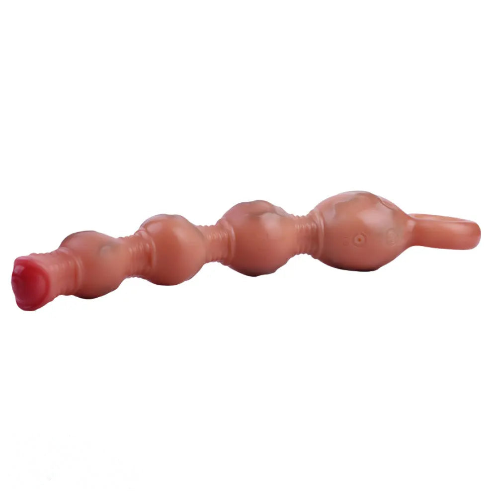 10.5in Big Vibrating Silicone Soft Pulling Beads G Spot Odd Dildo With 3 Motors
