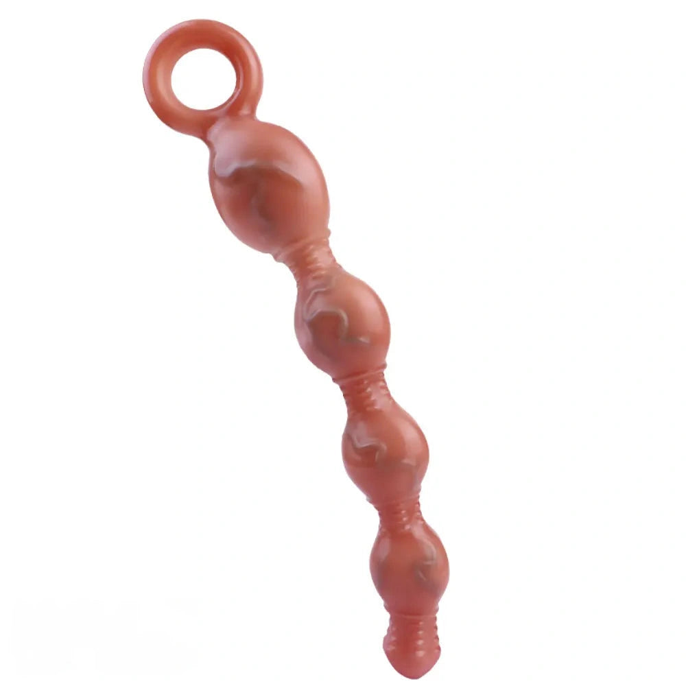10.5in Big Vibrating Silicone Soft Pulling Beads G Spot Odd Dildo With 3 Motors