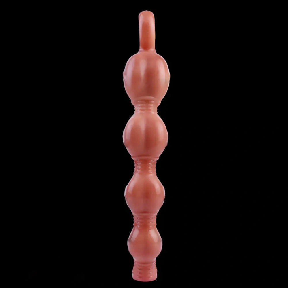 10.5in Big Vibrating Silicone Soft Pulling Beads G Spot Odd Dildo With 3 Motors