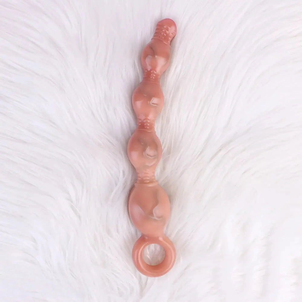 10.5in Big Vibrating Silicone Soft Pulling Beads G Spot Odd Dildo With 3 Motors