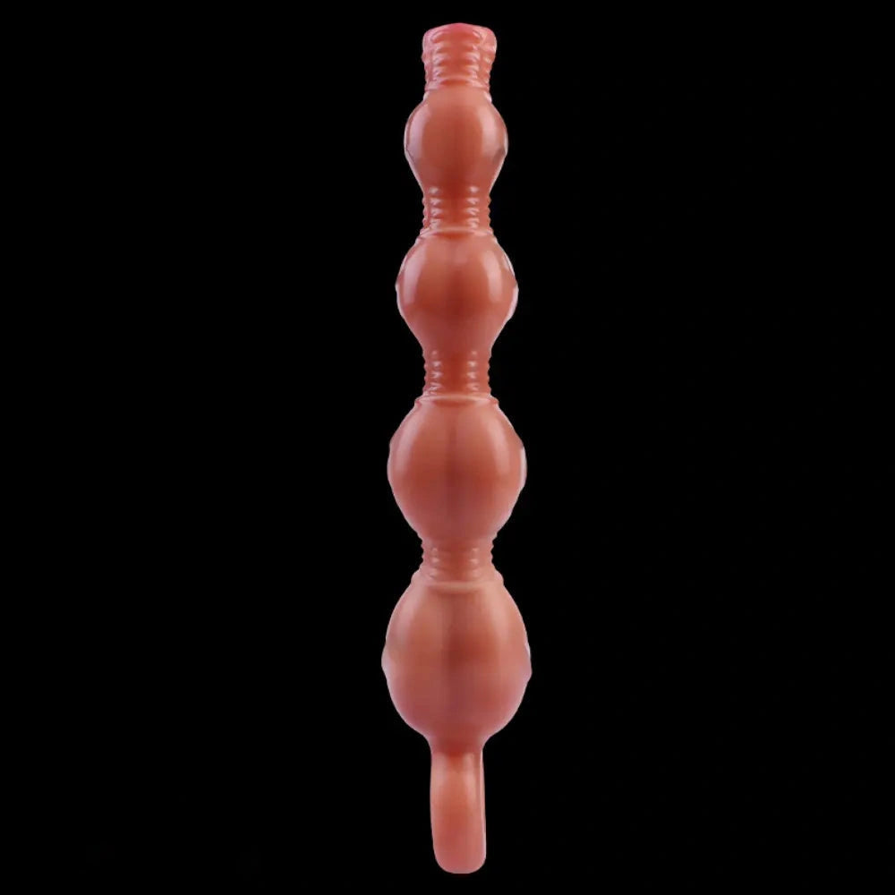 10.5in Big Vibrating Silicone Soft Pulling Beads G Spot Odd Dildo With 3 Motors