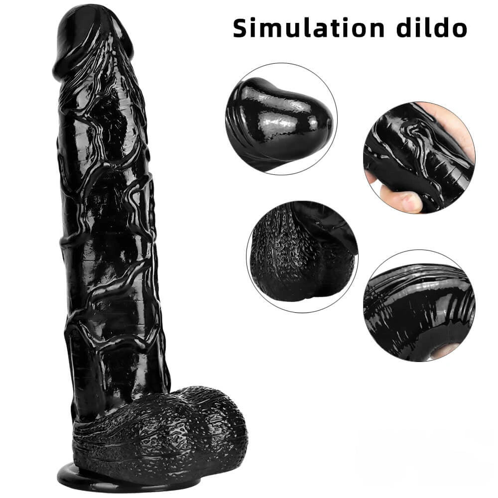 10.62in 11.81in 11.22in 12.6in Huge Black Realistic Cock Dildo