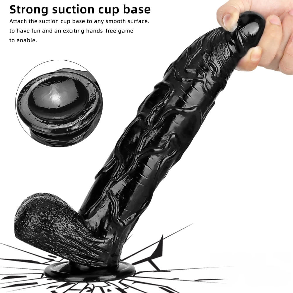 10.62in 11.81in 11.22in 12.6in Huge Black Realistic Cock Dildo