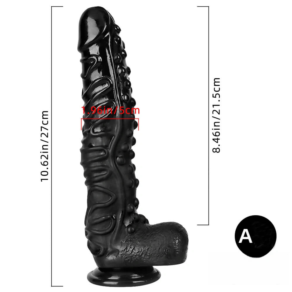 10.62in 11.81in 11.22in 12.6in Huge Black Realistic Cock Dildo