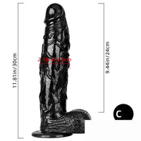 10.62in 11.81in 11.22in 12.6in Huge Black Realistic Cock Dildo