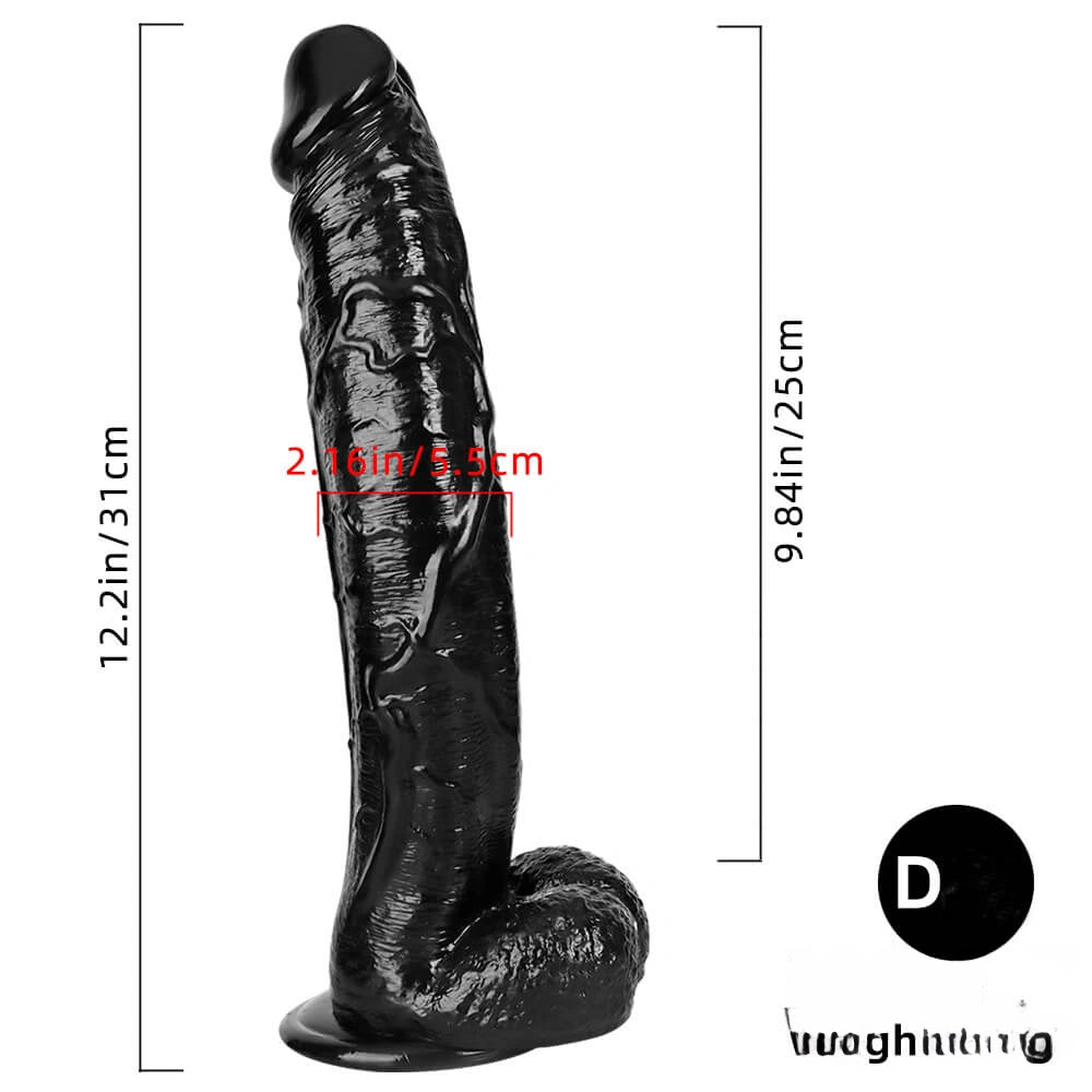10.62in 11.81in 11.22in 12.6in Huge Black Realistic Cock Dildo