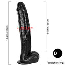 10.62in 11.81in 11.22in 12.6in Huge Black Realistic Cock Dildo