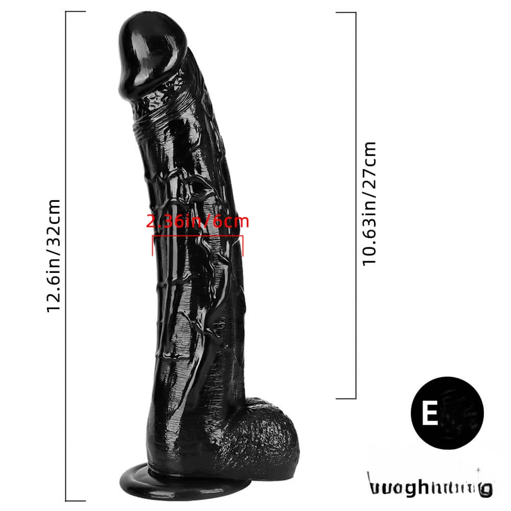 10.62in 11.81in 11.22in 12.6in Huge Black Realistic Cock Dildo