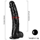 10.62in 11.81in 11.22in 12.6in Huge Black Realistic Cock Dildo