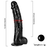 10.62in 11.81in 11.22in 12.6in Huge Black Realistic Cock Dildo