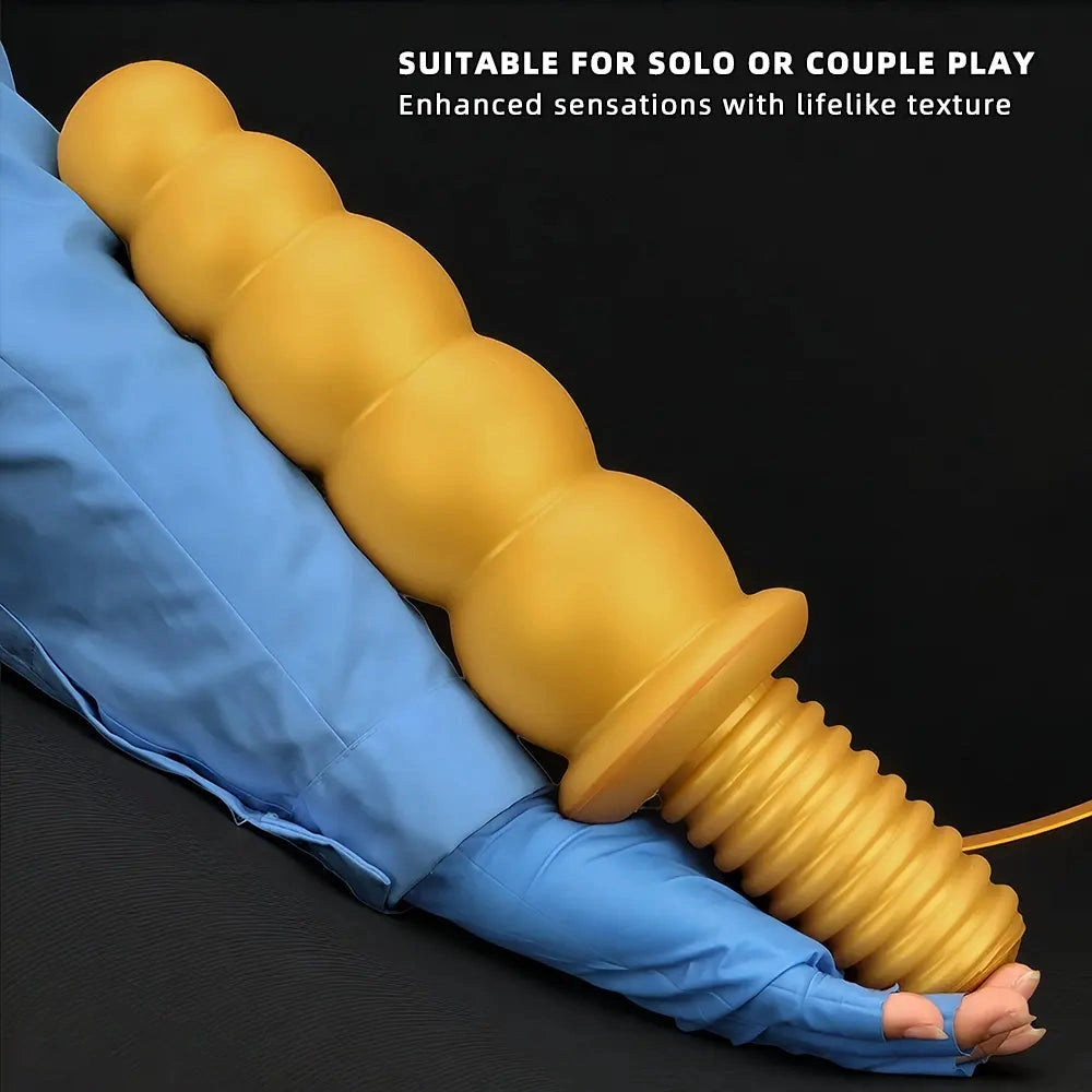10.62in 14.56in Gold Silicone Anal Plug Dildo With Handle For Love