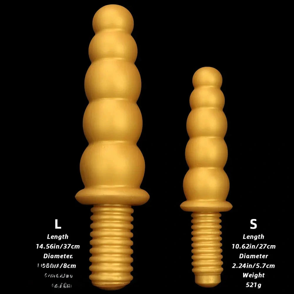 10.62in 14.56in Gold Silicone Anal Plug Dildo With Handle For Love