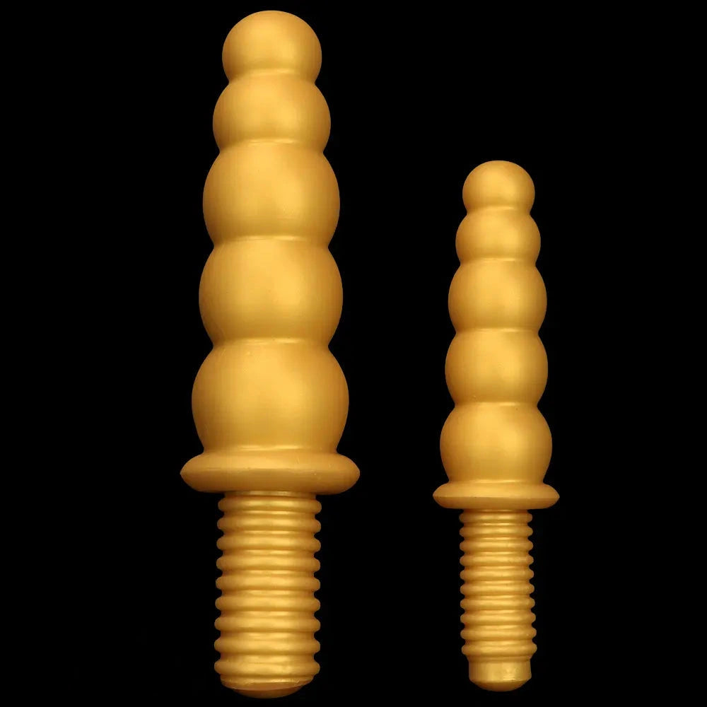 10.62in 14.56in Gold Silicone Anal Plug Dildo With Handle For Love