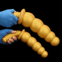 10.62in 14.56in Gold Silicone Anal Plug Dildo With Handle For Love