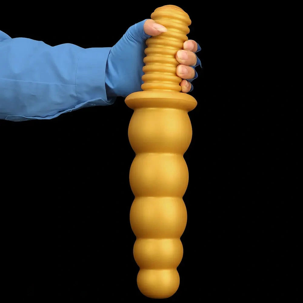 10.62in 14.56in Gold Silicone Anal Plug Dildo With Handle For Love
