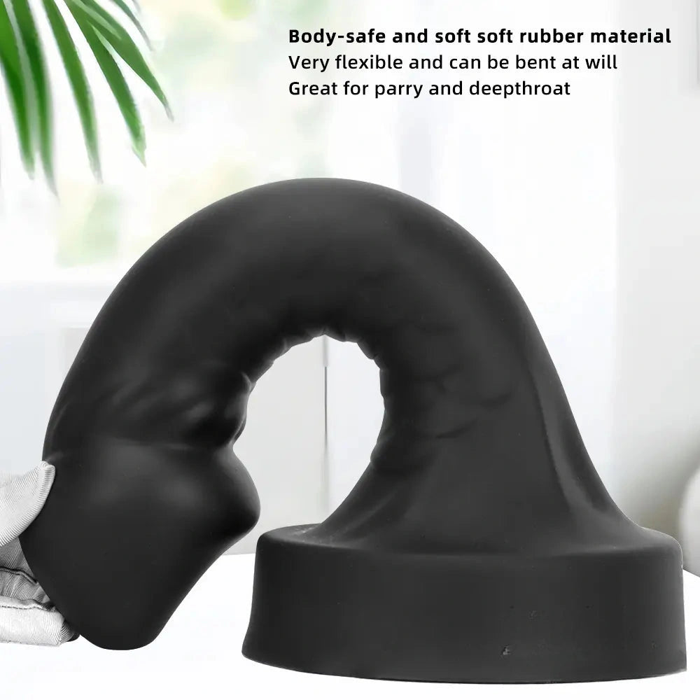 10.63in 12.6in 13.77in Silicone Big Soft Curved Black Dildo With Mushroom Head
