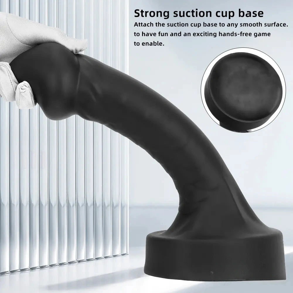 10.63in 12.6in 13.77in Silicone Big Soft Curved Black Dildo With Mushroom Head