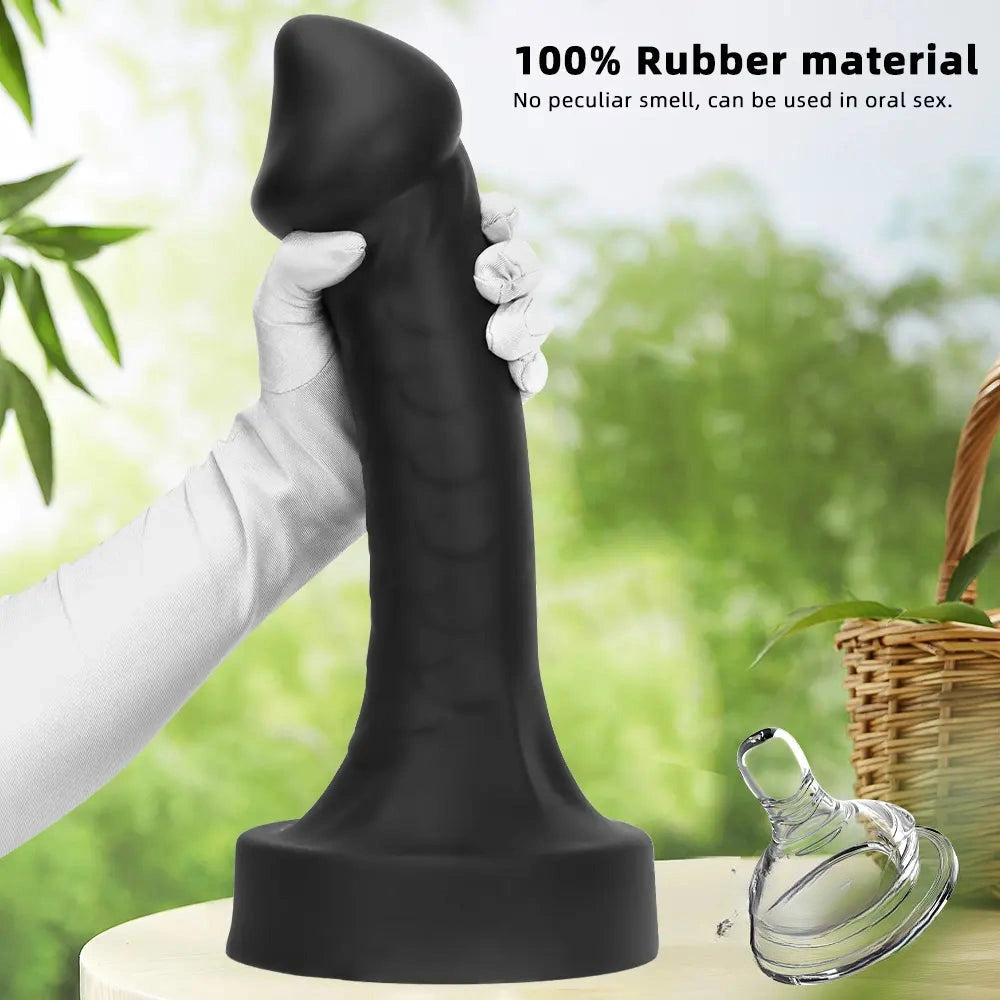 10.63in 12.6in 13.77in Silicone Big Soft Curved Black Dildo With Mushroom Head