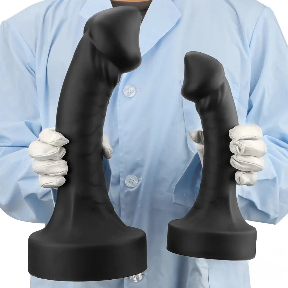 10.63in 12.6in 13.77in Silicone Big Soft Curved Black Dildo With Mushroom Head