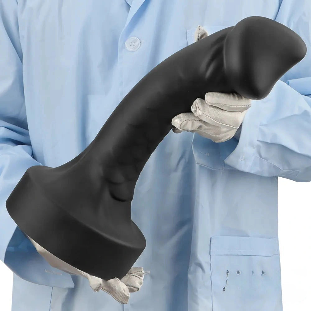 10.63in 12.6in 13.77in Silicone Big Soft Curved Black Dildo With Mushroom Head