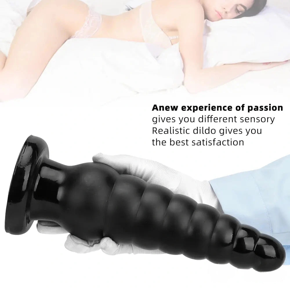 10.63in Realistic Big PVC Black Dildo Butt Plug For Anal Expansion