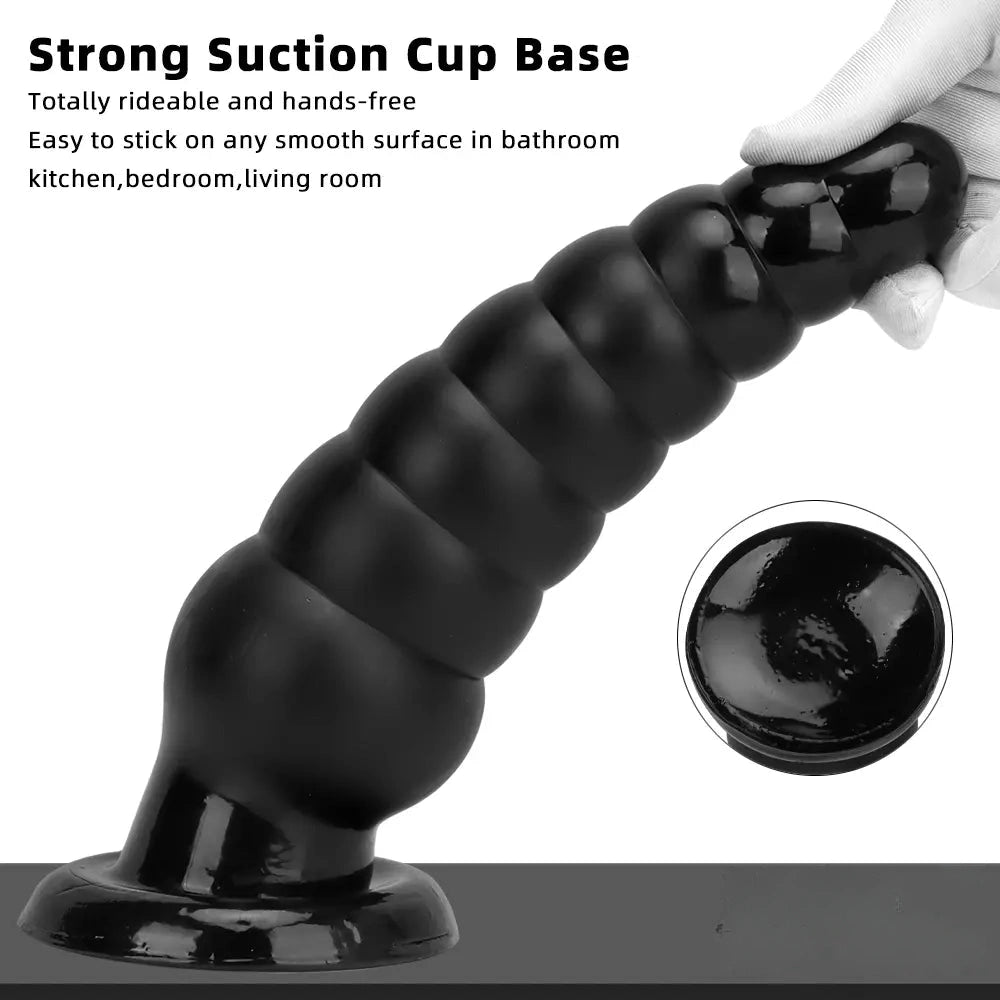 10.63in Realistic Big PVC Black Dildo Butt Plug For Anal Expansion