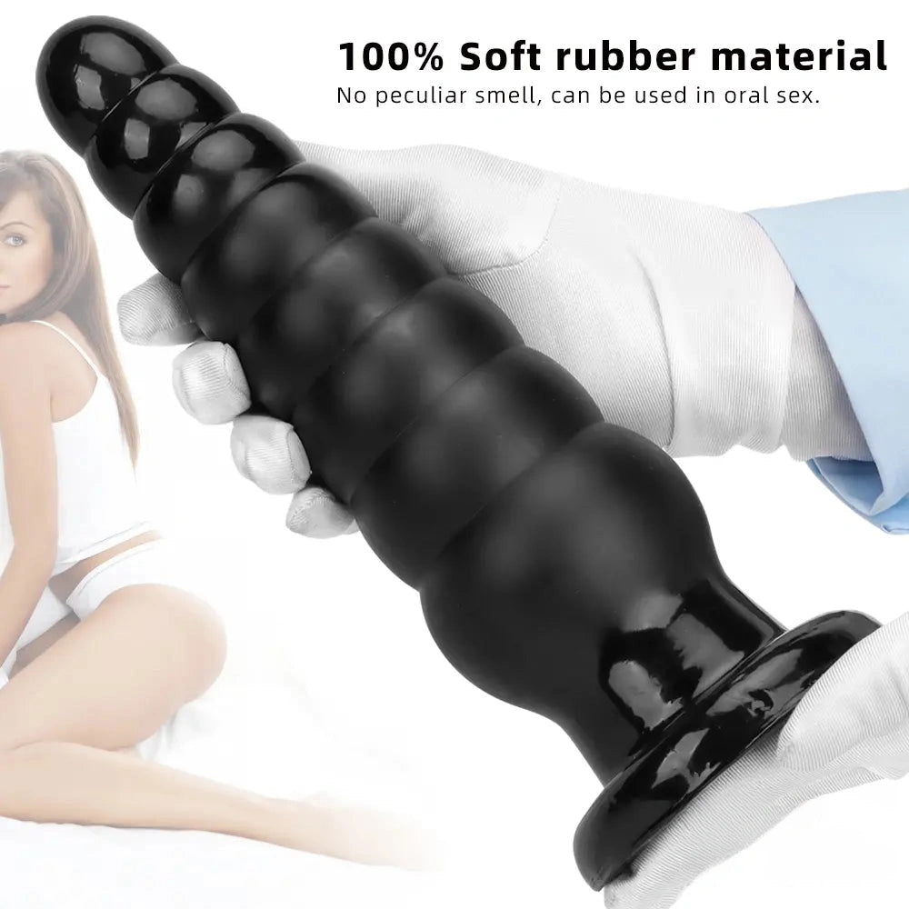 10.63in Realistic Big PVC Black Dildo Butt Plug For Anal Expansion