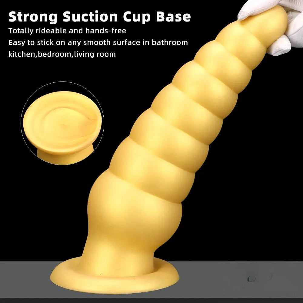 10.63in Soft Silicone Big Gold Butt Plug Dildo For Anal Expansion Sex
