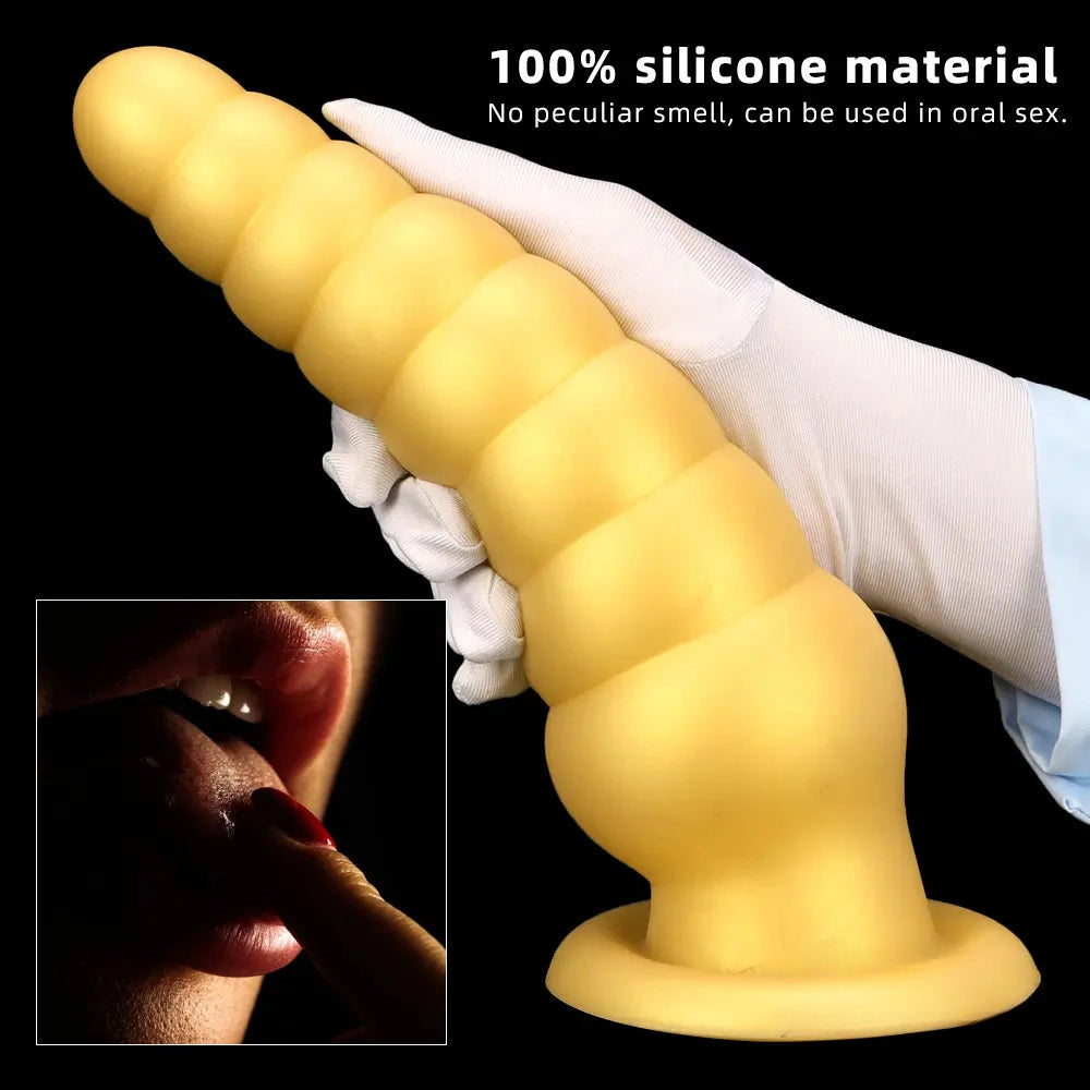 10.63in Soft Silicone Big Gold Butt Plug Dildo For Anal Expansion Sex
