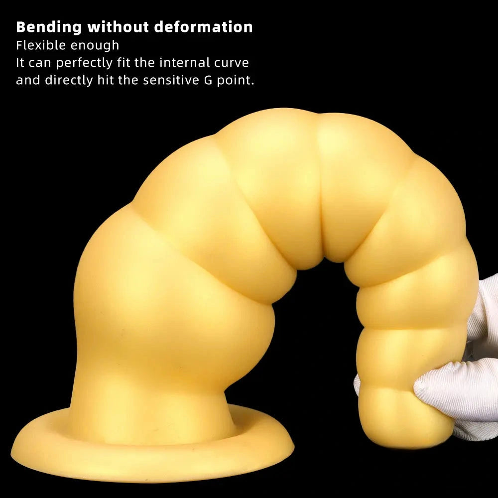 10.63in Soft Silicone Big Gold Butt Plug Dildo For Anal Expansion Sex
