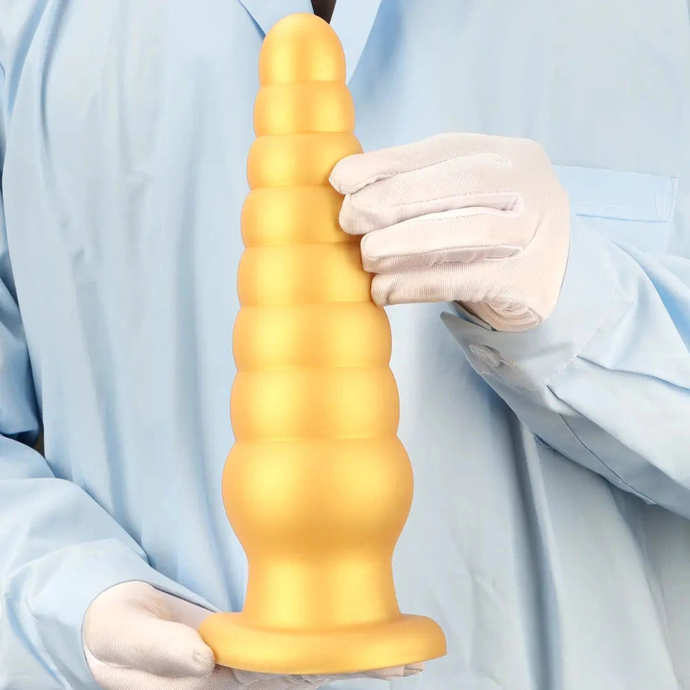 10.63in Soft Silicone Big Gold Butt Plug Dildo For Anal Expansion Sex