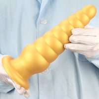10.63in Soft Silicone Big Gold Butt Plug Dildo For Anal Expansion Sex