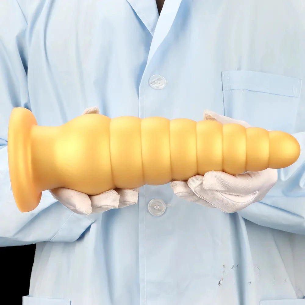 10.63in Soft Silicone Big Gold Butt Plug Dildo For Anal Expansion Sex