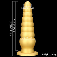 10.63in Soft Silicone Big Gold Butt Plug Dildo For Anal Expansion Sex