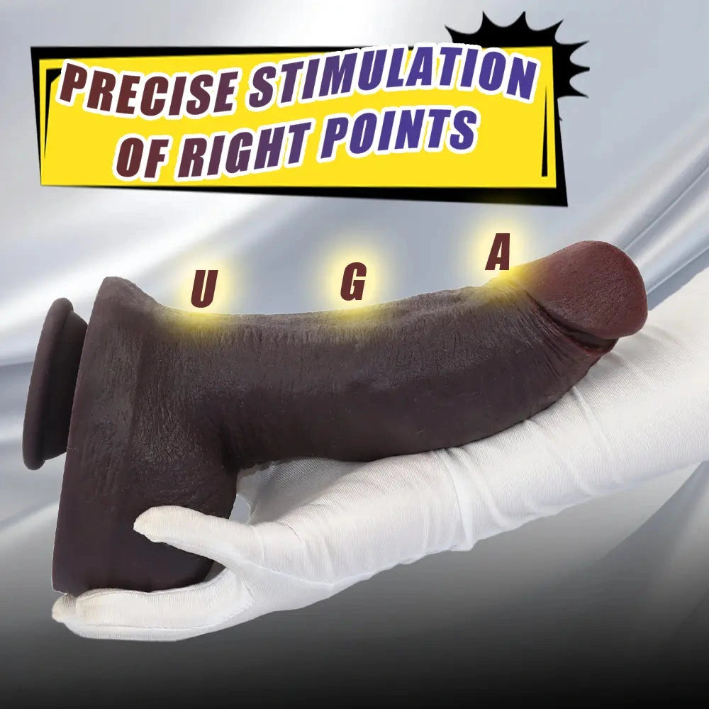 10.64in Real Skin Thick Big Silicone Curved Dildo For Vaginal And Anal Play