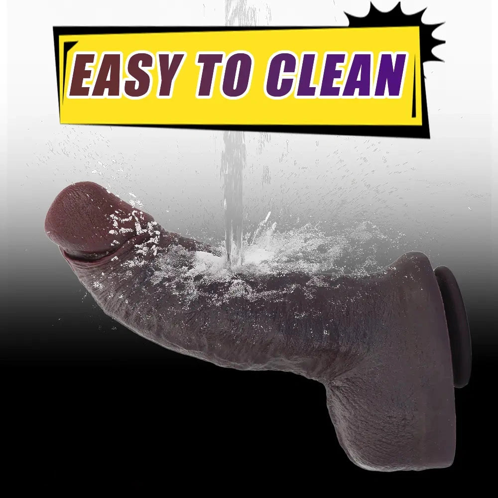10.64in Real Skin Thick Big Silicone Curved Dildo For Vaginal And Anal Play