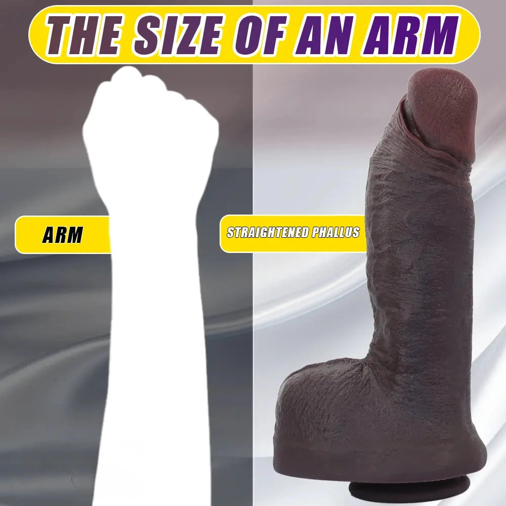 10.64in Real Skin Thick Big Silicone Curved Dildo For Vaginal And Anal Play