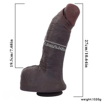 10.64in Real Skin Thick Big Silicone Curved Dildo For Vaginal And Anal Play