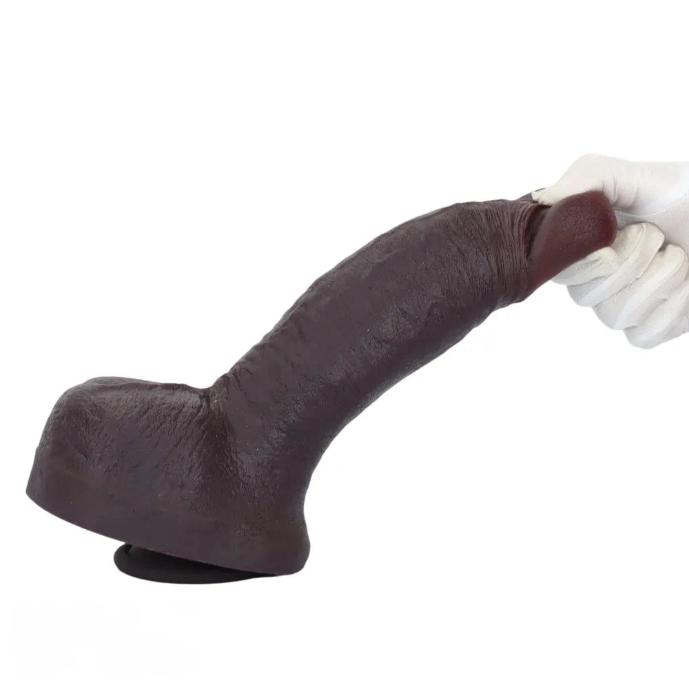 10.64in Real Skin Thick Big Silicone Curved Dildo For Vaginal And Anal Play