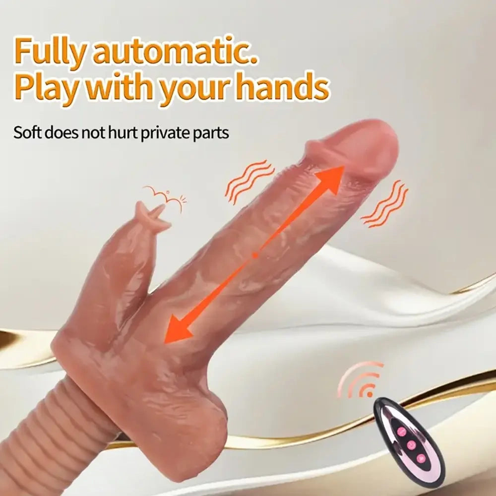 10.6in Automatic Thrusting Vibrating Tongue Lick Dildo With Handle