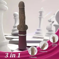10.6in Large Vibrating Thrusting Big Silicone Soft Heated Dildo Gun