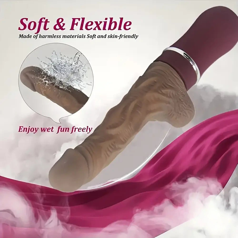 10.6in Large Vibrating Thrusting Big Silicone Soft Heated Dildo Gun