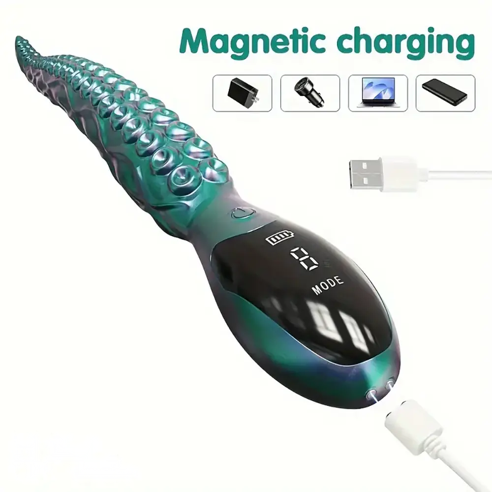 10.6in Octopus Tentacle Clitoral Vibrating Monster LED Display Big Dildo