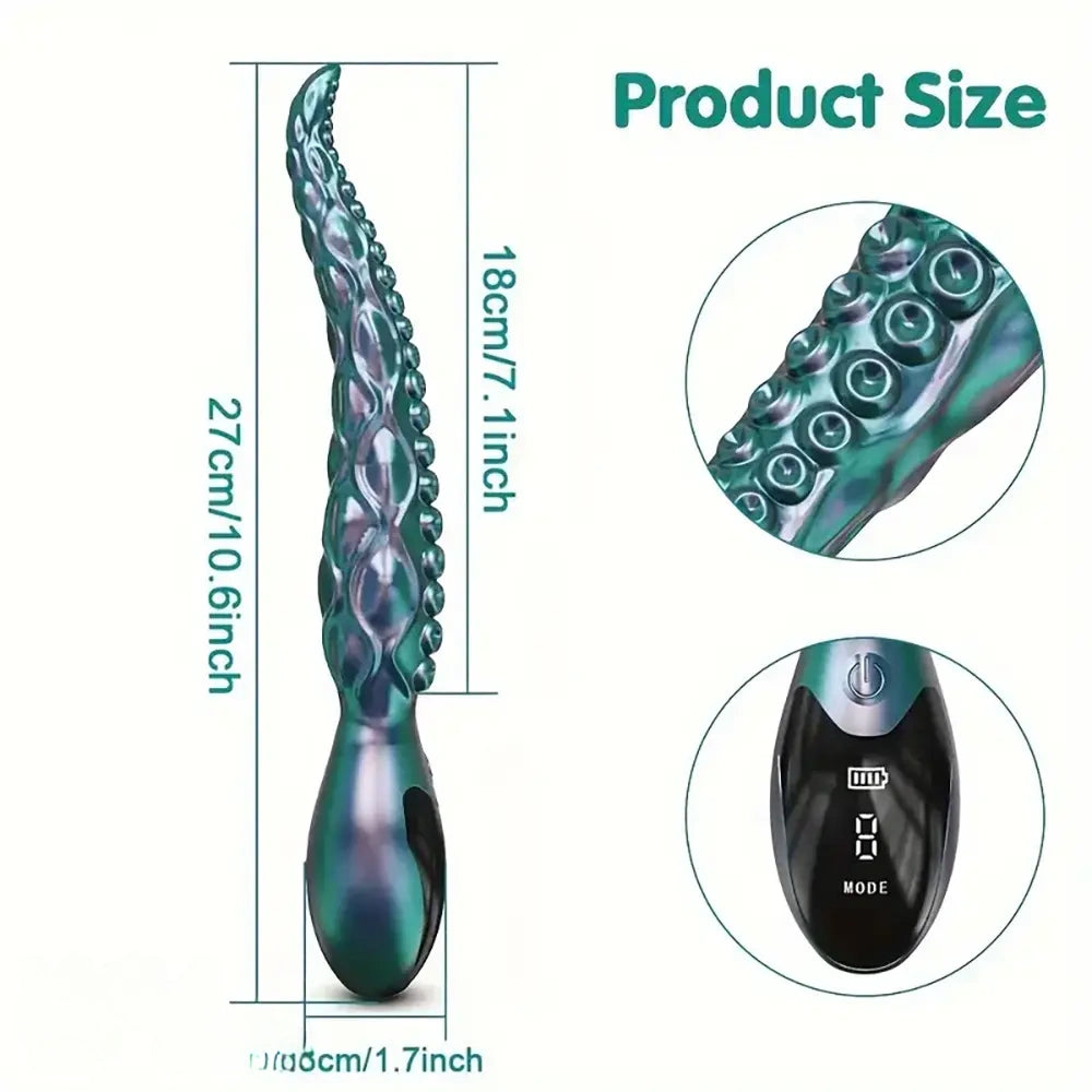 10.6in Octopus Tentacle Clitoral Vibrating Monster LED Display Big Dildo