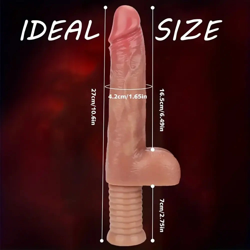 10.6in Real Heating Thrusting Rotation Vibrating Big Dildo With Handle